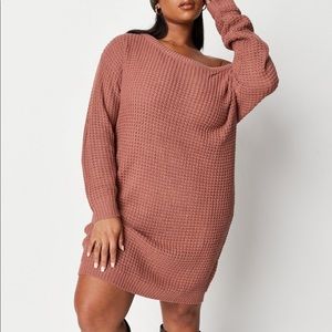 Missguided plus, Off Shoulder Waffle Knit Dress, rose, size 18-20, NWT